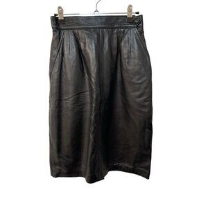 Vintage Siena New York Leather Pencil Skirt Size 6 Black